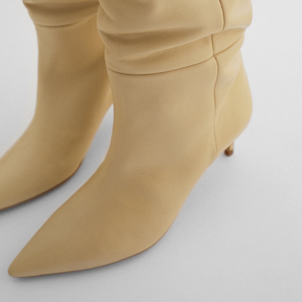 Kitten heel leather knee boots